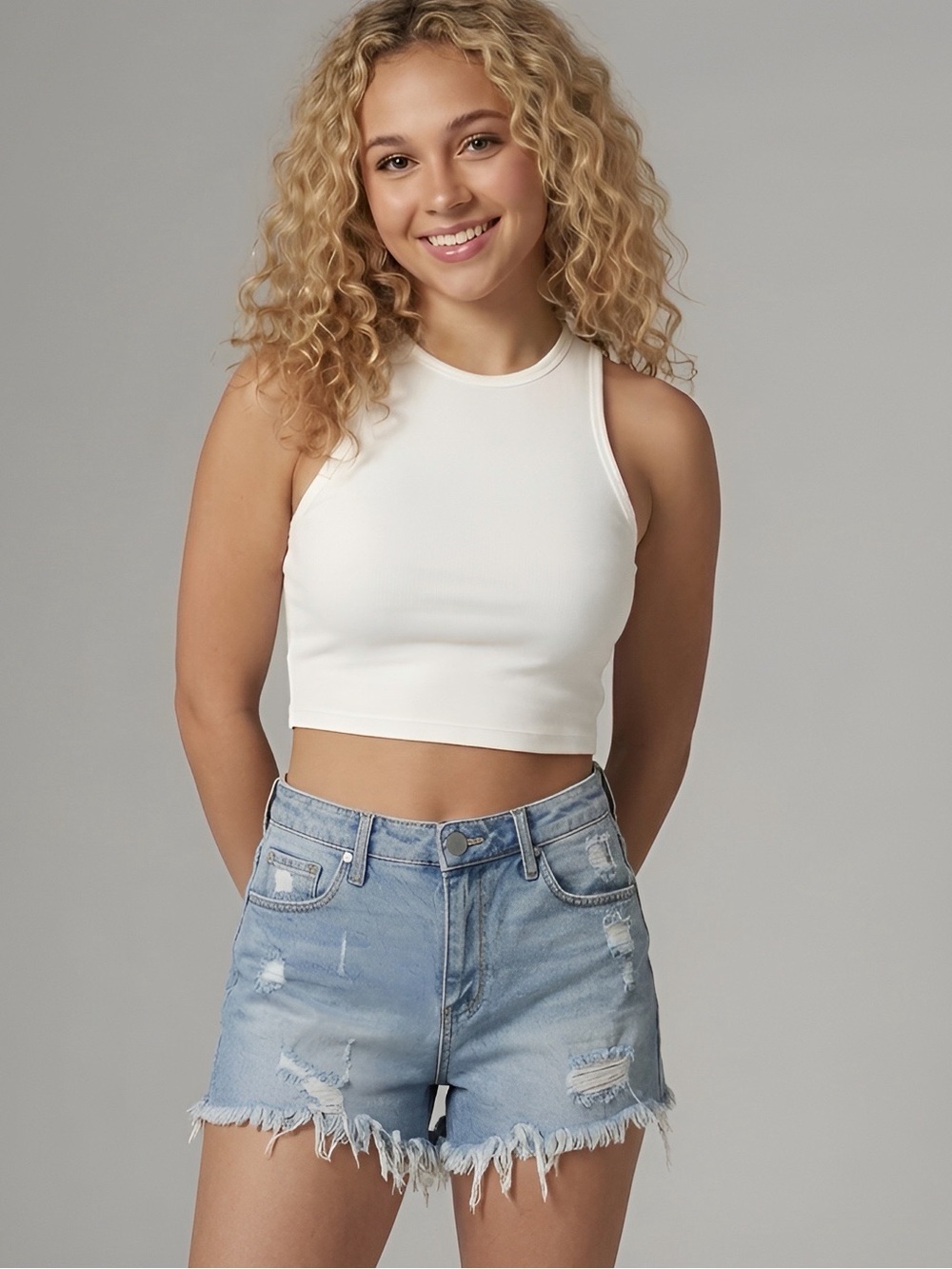 Articles Of Society White Ribbed Cropped Tank